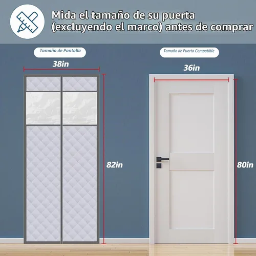 Vista 2 de Cortina de puerta con aislamiento térmico magnético visible para 36 x 80 Se adapta a puertas de 36 x 80 pulgadas