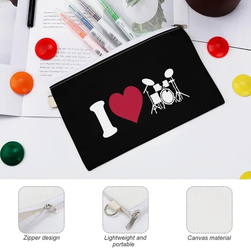 Vista 3 de I Love Drums Small Coin Purse Cute Canvas Coin Case Wallet Bag Change Purse Pouch for Women Men