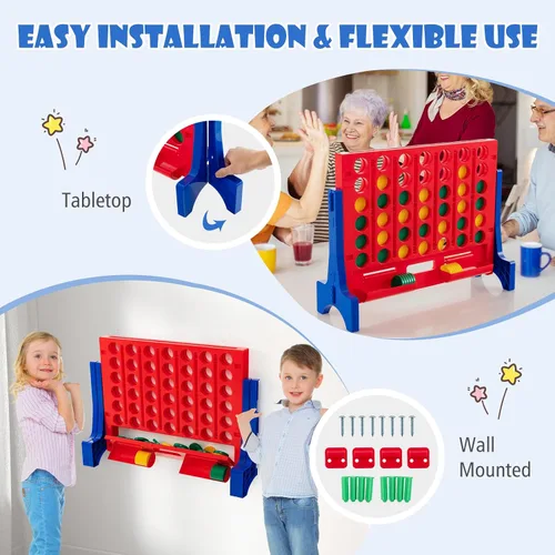 Vista 2 de KOTEK 1.6 FT Tall Giant 4-in-A-Row, Jumbo 4-to-Score Game with Carrying Bag & 42 Coins, Quick Release Slider, Indoor Outdoor Family Board Game for