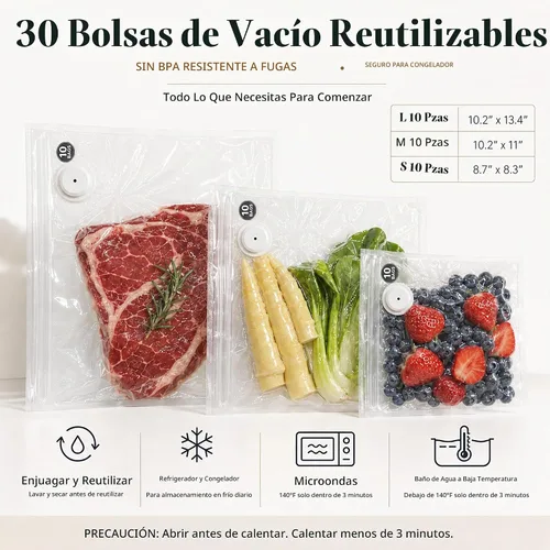 Vista 2 de Sellador de vacío de mano compacto para alimentos con 30 bolsas de vacío