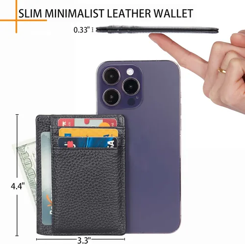 Vista 5 de LinsCraft Pequeñas carteras de bolsillo con bloqueo RFID para hombres y mujeres