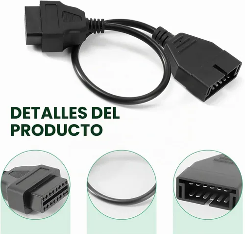 Vista 6 de conector de escáner OBD1, 1 pieza de 12 pines a adaptador de cable OBD1 a OBD2, herramienta de extensión de diagnóstico de 40 cm para lectura