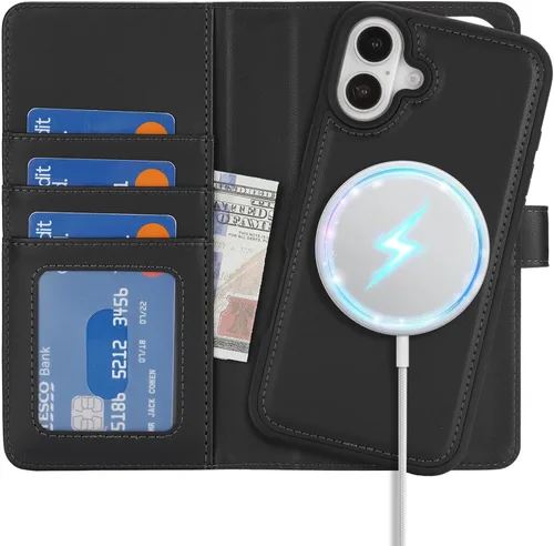 Vista 14 de Havaya Magsafe - Funda para iPhone 11 Pro Max, compatible con 2 en 1, desmontable con tarjetero de piel sintética, ranuras para tarjetas de crédito