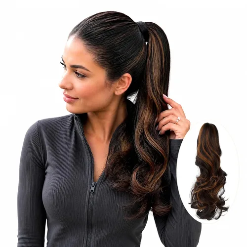 Vista 10 de Colas de caballo con clip para mujer, extensión de cola de caballo rizada de 18 pulgadas, 20 pulgadas, extensiones de cabello ondulado, color rubio