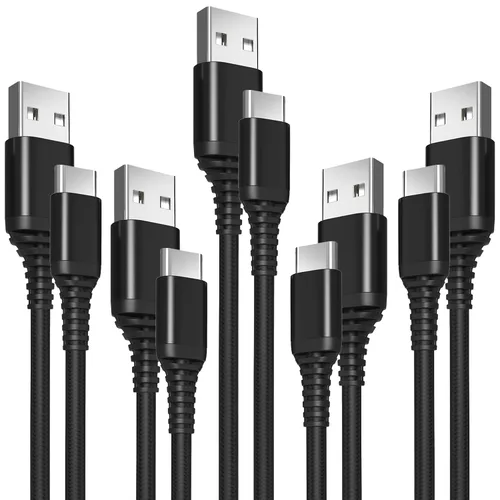 Vista 9 de Paquete de 3 cables USB tipo C a USB A de 10 pies – Cables trenzados QC de carga rápida de 10 pies compatibles con iPhone 15, MacBook Pro, iPad mini