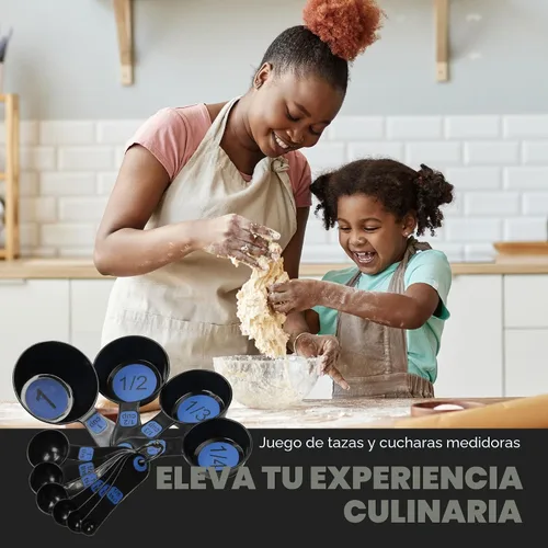 Vista 5 de Chef Craft - Juego de tazas medidoras de plástico de fácil lectura, 10 piezas, azul