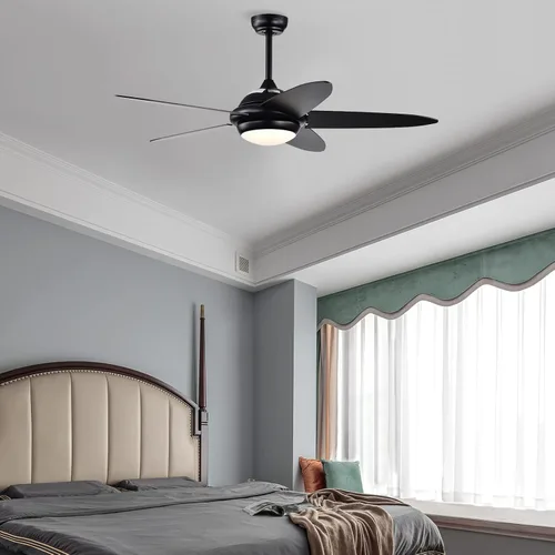 Vista 4 de Tangkula Ventilador de techo de 52 pulgadas con luces, ventilador de techo LED moderno para interiores, control remoto, motor reversible, 5