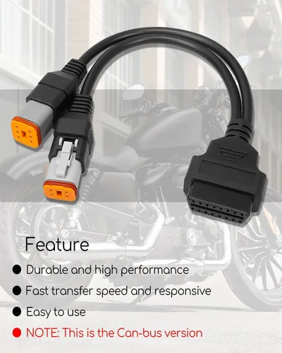 Vista 3 de Cable de diagnóstico OBD2 apto para Harley Davidson 4pin+6pin 2 en 1 adaptador de escáner OBD de motocicleta, conector 2 en 1 funciona con muchas
