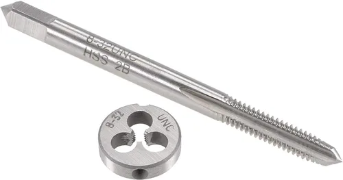 Vista 10 de uxcell 4-40 UNC Tap and Die Set, HSS Macho de rosca de máquina con Troquel de rosca redondo, mano derecha