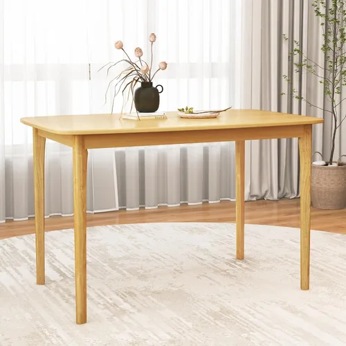 Vista 2 de COSTWAY Mesa de comedor, mesa de cocina rectangular de madera de 48 pulgadas con patas de madera de goma maciza, amplia mesa para cocina, comedor