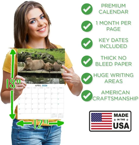Vista 227 de Calendario de grises africanos 2025 2026 – Planificador mensual de pared de aves africanas – 12 x 18 pulgadas (abierto), calendario de pared