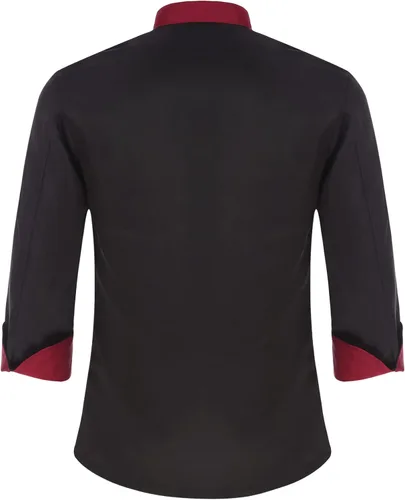 Vista 3 de Aislor Chaqueta de chef unisex para hombre, abrigo de chef para restaurante, hotel, hogar, cocina, uniforme Negro