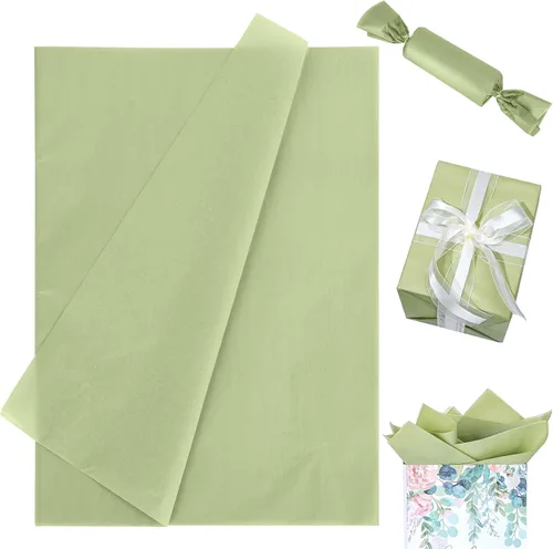Vista 8 de Whaline 100 hojas de papel de seda azul polvoriento, color azul pastel, papel decorativo de arte decorativo para manualidades, embalaje, boda, Azul