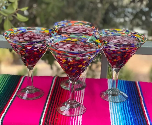 Vista 4 de Juego de 4 vasos de Margarita modernos soplados a mano - Confetti Rock (12 onzas)