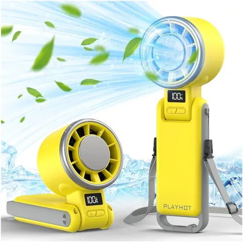 Vista 8 de PlayHot Ventilador de mano portátil mejorado con enfriamiento de hielo de 60 °F, hasta 12 horas ventiladores personales recargables portátiles, 5
