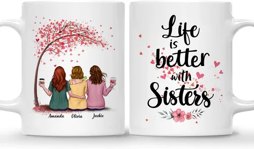 Vista 25 de Gossby - Taza de café personalizada para mujer, 2 unidades, con nombres personalizados Taza personalizada para dos mujeres, taza de café