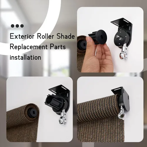 Vista 3 de Reemplazo universal, soporte de montaje para persianas solares de interior/exterior, conector de persiana enrollable (soporte inalámbrico negro)