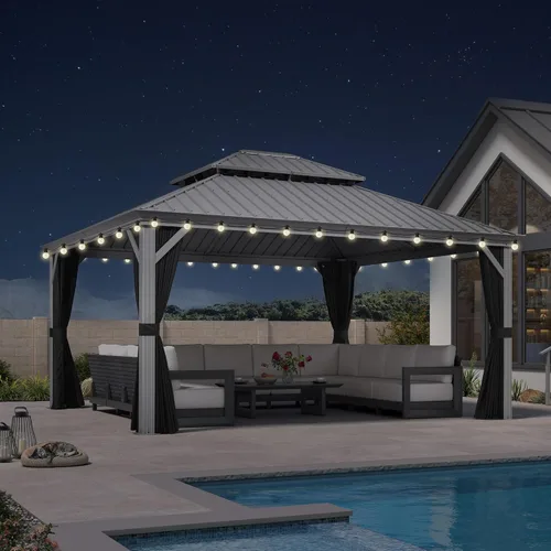 Vista 27 de PURPLE LEAF - Gazebo para exteriores de 10 x 12 pies, con sistema de drenaje