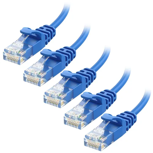 Vista 10 de Cable Matters Paquete de 5 cables Ethernet Cat 6 delgados sin enganches de 10 Gbps, 1 pie, color negro