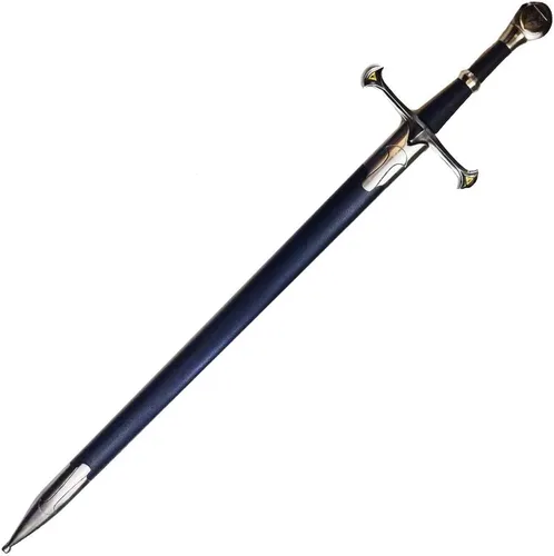 Vista 3 de Espada medieval a una mano, hoja sin brillo. Para colección, regalo, espectáculo, feria, cosplay y LARP