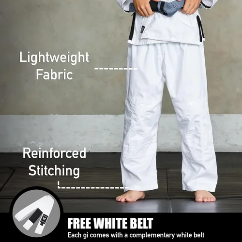 Vista 3 de Elite Sports Kids BJJ GI - Kimono brasileño Jiujitsu Gi con tela preencogida y cinturón, para niños y jóvenes, aprobado por la IBJJF