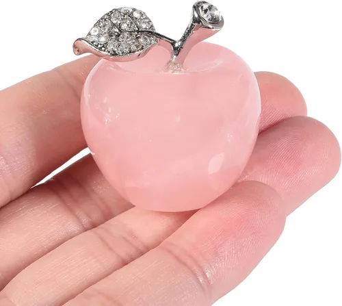 Vista 17 de Estatua de manzana de piedra de sangre natural de África, escultura de cristal curativo, adorno para el hogar, decoración de boda, 1 pulgada