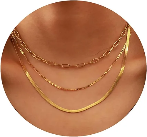 Vista 67 de Collares en capas para mujer, chapados en plata, delicada cuerda torcida de serpiente, delicado collar en capas, gargantilla de diferentes
