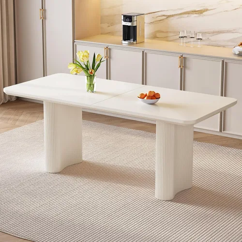 Vista 9 de Guyii Mesa de comedor grande blanca de 79 pulgadas para 8 mesas de comedor modernas de 8 plazas, mesa rectangular Kichen para comedor, restaurante