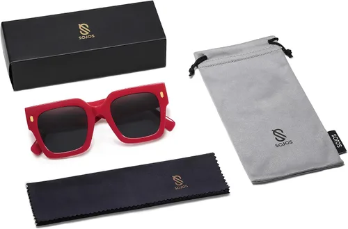 Vista 50 de SOJOS Gafas de sol cuadradas vintage de gran tamaño para mujer, estilo retro, de lujo, grandes, UV400 SJ2194