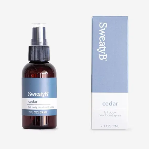 Vista 9 de SweatyB® Spray desodorante de cuerpo completo, no irritante, sensible a la piel, para mujeres y hombres, fabricado en Estados Unidos, cedro, 2