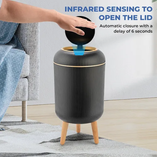 Vista 2 de Pukomc Papelera con sensor inteligente, conveniente e higiénico, fácil de usar, sensor de tecnología, impermeable, papelera de plástico para cocina