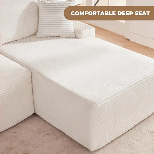 Vista 4 de Mangodan - Sofá seccional en forma de nube, sofá sin huesos para sala de estar, sofá seccional modular con asiento profundo, cómodo sofá de felpa