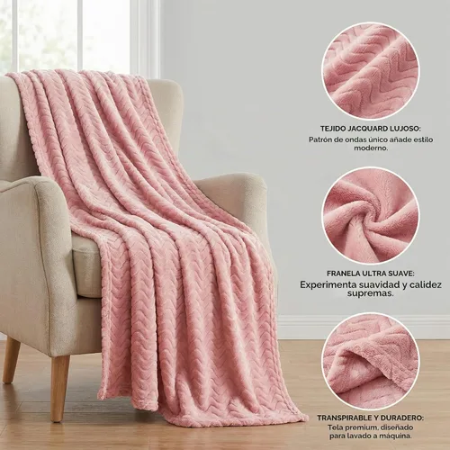 Vista 4 de Exclusivo Mezcla Large Fleece Throw Blanket for Couch, Sofa, Pink Rosa