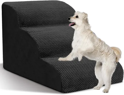 Vista 25 de Escaleras para Perros para Perros Pequeños - Rampa de Espuma de Alta Densidad, Pasos Extra Anchos para Mascotas con Fondo Antideslizante para Camas