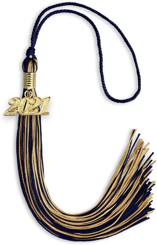 Vista 314 de Endea Graduation - Borla de doble color mixto con fecha dorada (negro/dorado antiguo, 2021)