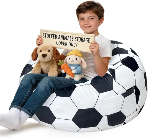 Vista 45 de Lukeight - Puf de almacenamiento de animales de peluche para niños, funda para puf de dinosaurio con cremallera para organizar la habitación