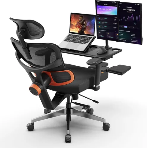 Vista 8 de Newtral Silla de oficina ergonómica, silla de escritorio de oficina en casa, silla de oficina grande y alta, soporte lumbar de seguimiento Negro