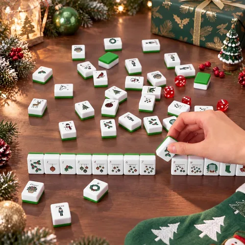 Vista 5 de Juego de 164 piezas de mahjong americano de Navidad Multicolor