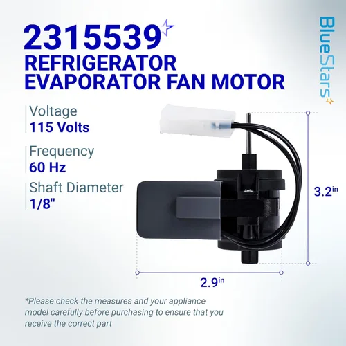 Vista 2 de BlueStars Motor de ventilador evaporador de refrigerador 2315539 actualizado – Compatible con refrigeradores Whirlpool y Kenmore – Reemplaza