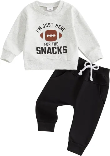 Vista 20 de Conjunto de 2 piezas de ropa para bebé y niño, sudadera con cuello redondo con letras y pantalones casuales de otoño e invierno B Negro-marrón