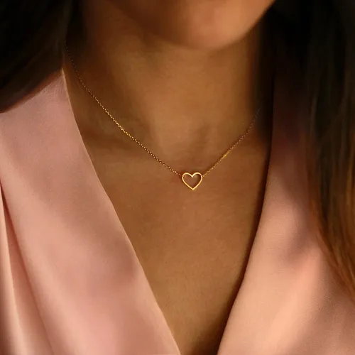 Vista 2 de Collner Collar con colgante de corazón de oro de 14 quilates para mujer, delicado collar de estrella, gargantilla de mal de ojo, collar bohemio