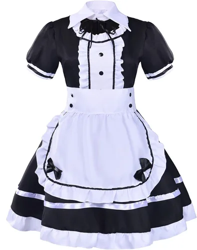 Vista 6 de Juego de delantal de Lolita clásico con calcetines y guantes para cosplay