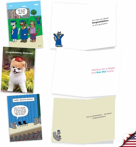 Vista 2 de NobleWorks Juego de 10 tarjetas de felicitación de graduación con sobres de 5 x 7 pulgadas (10 diseños, 1 cada uno) Animal Grads AC10368GDG-B1x10