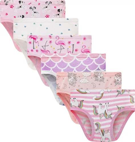 Vista 9 de Family Feeling Ropa interior para niña pequeña, bragas para niños grandes, ropa interior suave, 100% algodón 6 paquete-31yu