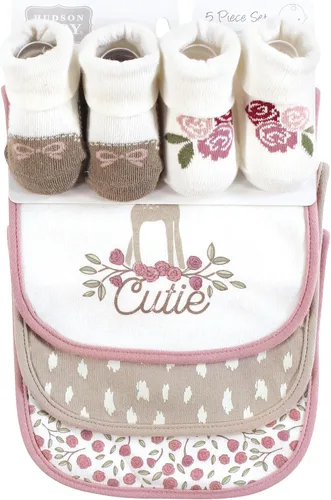 Vista 32 de Hudson Baby Conjunto de babero y calcetines unisex de algodón para bebé