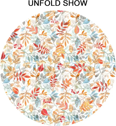 Vista 8 de Giwawa Mantel de hojas florales bohemias, mantel de hojas coloridas, mantel botánico natural de acuarela, mantel redondo de primavera y verano, Boho
