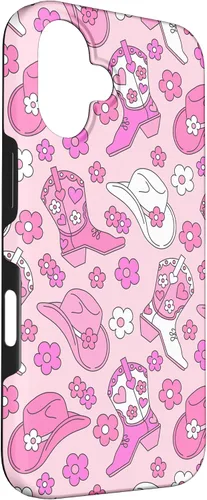 Vista 3 de iPhone 16 Pink Cowgirl Aesthetic Cowboy Boots Cowboy Hat Western Cute Case