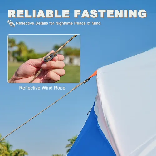 Vista 6 de uniHimal Tents for Camping, Waterproof 10 Person Family Tent with Double Layer & 4 Large Mesh Windows, Weather Resistant Easy Setup 2 Room Big Tent