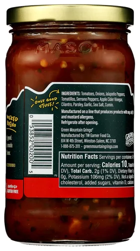 Vista 2 de Green Mountain Gringo, salsa, caliente, 16 onzas