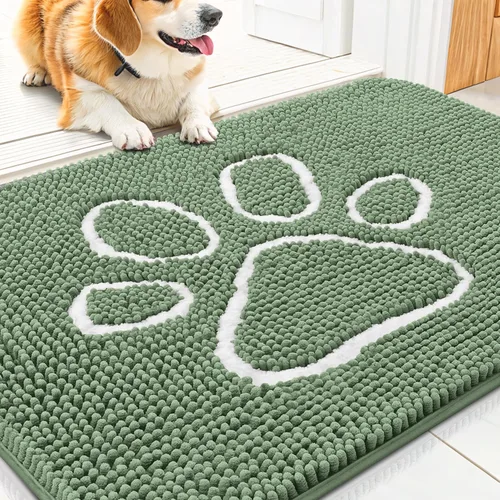 Vista 208 de Smiry Tapete para puerta de perro para patas fangosas, absorbente y Gris y negro